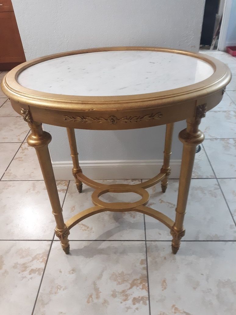 Antique french marble top with bronze accents center table