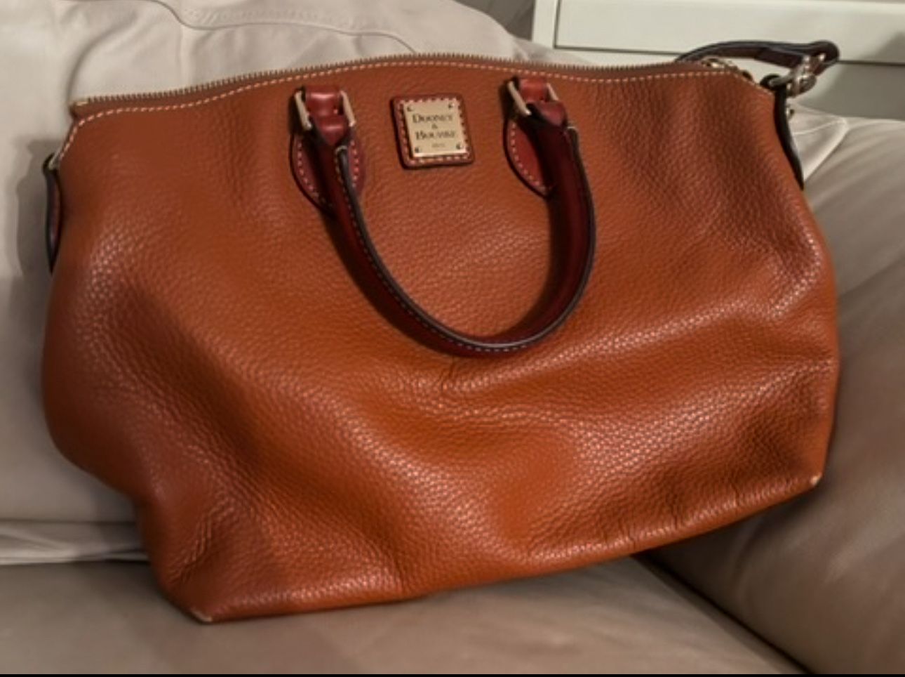 Dooney & Bourke brown pebbled leather purse bag satchel handbag 