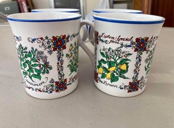 Set Of 4 Vintage Lipton English Tea Mugs