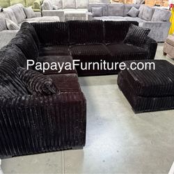New Corduroy Sectional Couch – Deep Seats – Ready Today, Sectionals, Black Couch, Black Sofa, Sectional And Ottoman, Financing Available
