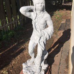 Native American statue. 2 feet 9 inches high. Cement. VGC.