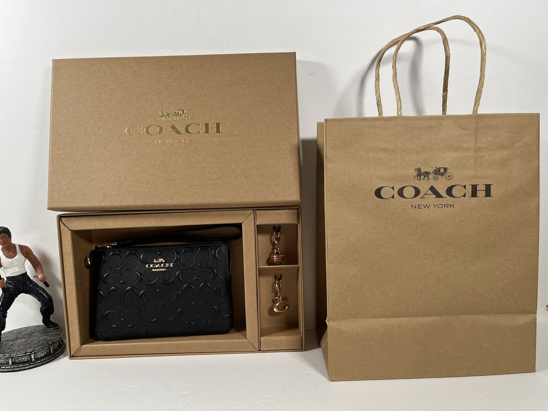 Coach Boxed Corner Zip Wristlet In Signature Leather NWT