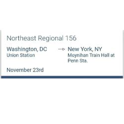 Amtrak Ticket Washington DC To New York 