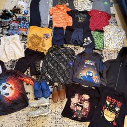 Boys Size Medium And Large Clothing Lot Size 3 Shoes 