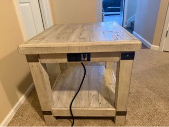 Set of 2 Ashley Furniture Rustic Power End Tables