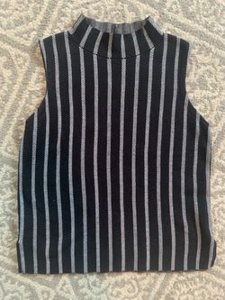 Anthropology Moth Black And White Striped Mock Turtleneck Women Size Medium