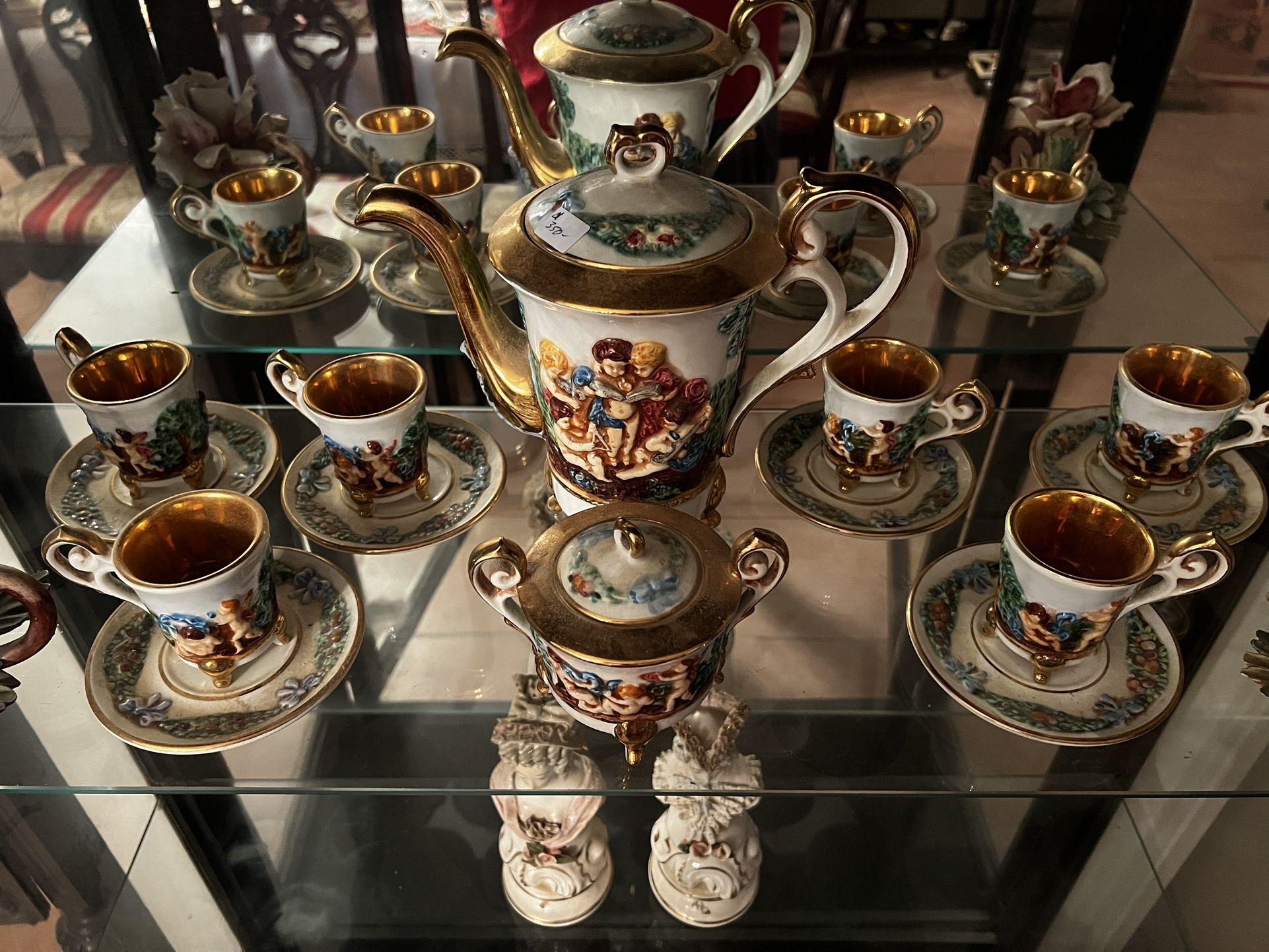 Famous Italian Capodimonte Coffee/Tea set porcelain - $450