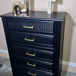 Modern Black Bamboo Style 5-Drawer Dresser ✨