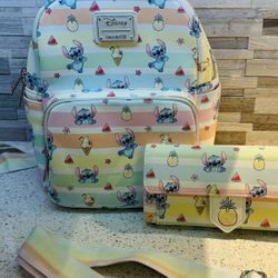 Disney Loungefly Lilo & Stitch Mini Fruit Fruits Backpack w/ RARE WALLET