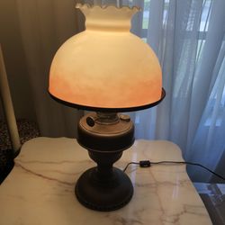 Antique  French Hurricane  Oil Converted To Electric