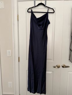 Dark Navy Satin Formal Dress | Size M