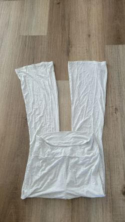 White Wide-Leg Pants with Elastic Waistband
