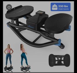 MERACH Rocking Steppers with Resistance Bands & LCD Monitor, Low-Impact Stair Stepper 330LBS Loading Capacity, Exercise Equipment for Full Body Workou