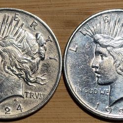 2 BEAUTIFUL 1(contact info removed) 90% SILVER PEACE DOLLARS! 