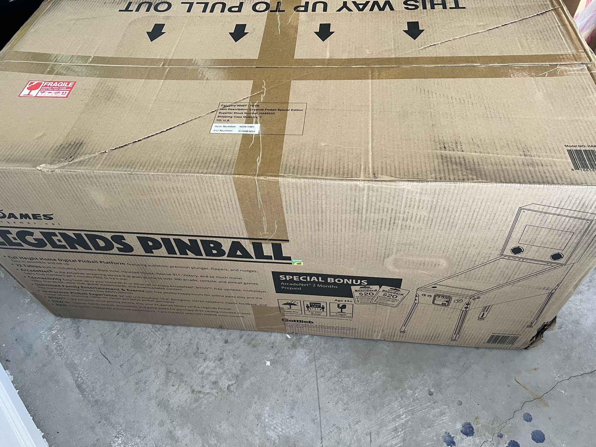 New Legends Pinball AtGames HA8820D