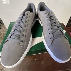 gray suede pumas