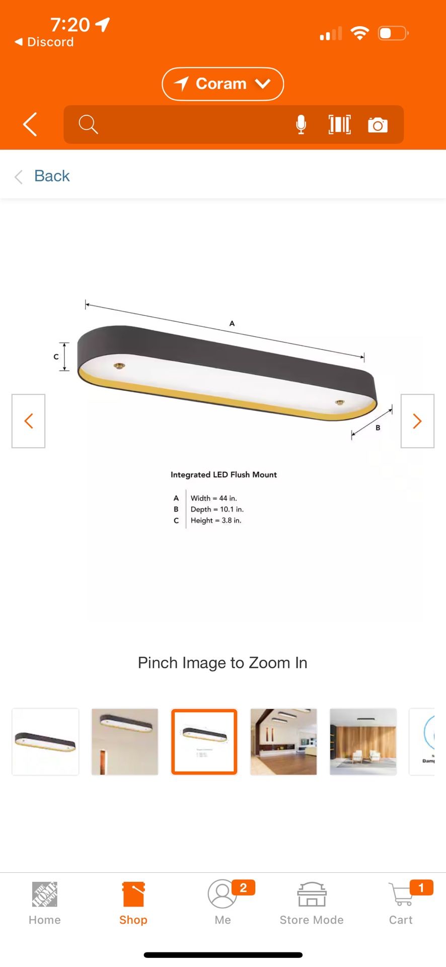 Brand New Flush Kitchen Light In Box