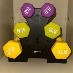 Workout Dumbbell - Color Coated 3, 5, 8 Lb