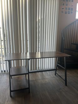 Wooden Table With Shelves