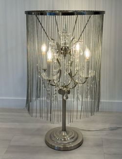 Crystal and steel table chandelier lamp  33 1/2”