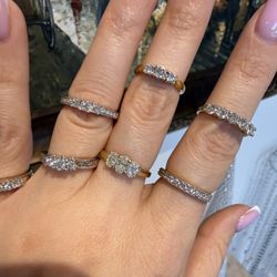 10K 14K 18K Platinum Natural Diamonds Promise Engagement Wedding Ring Band (Sets Are Available As Well)