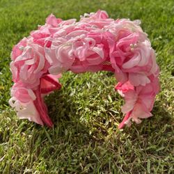 Vintage Spring Easter Hat With Pink Flowers 