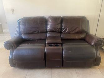 Leather dual recliner couch