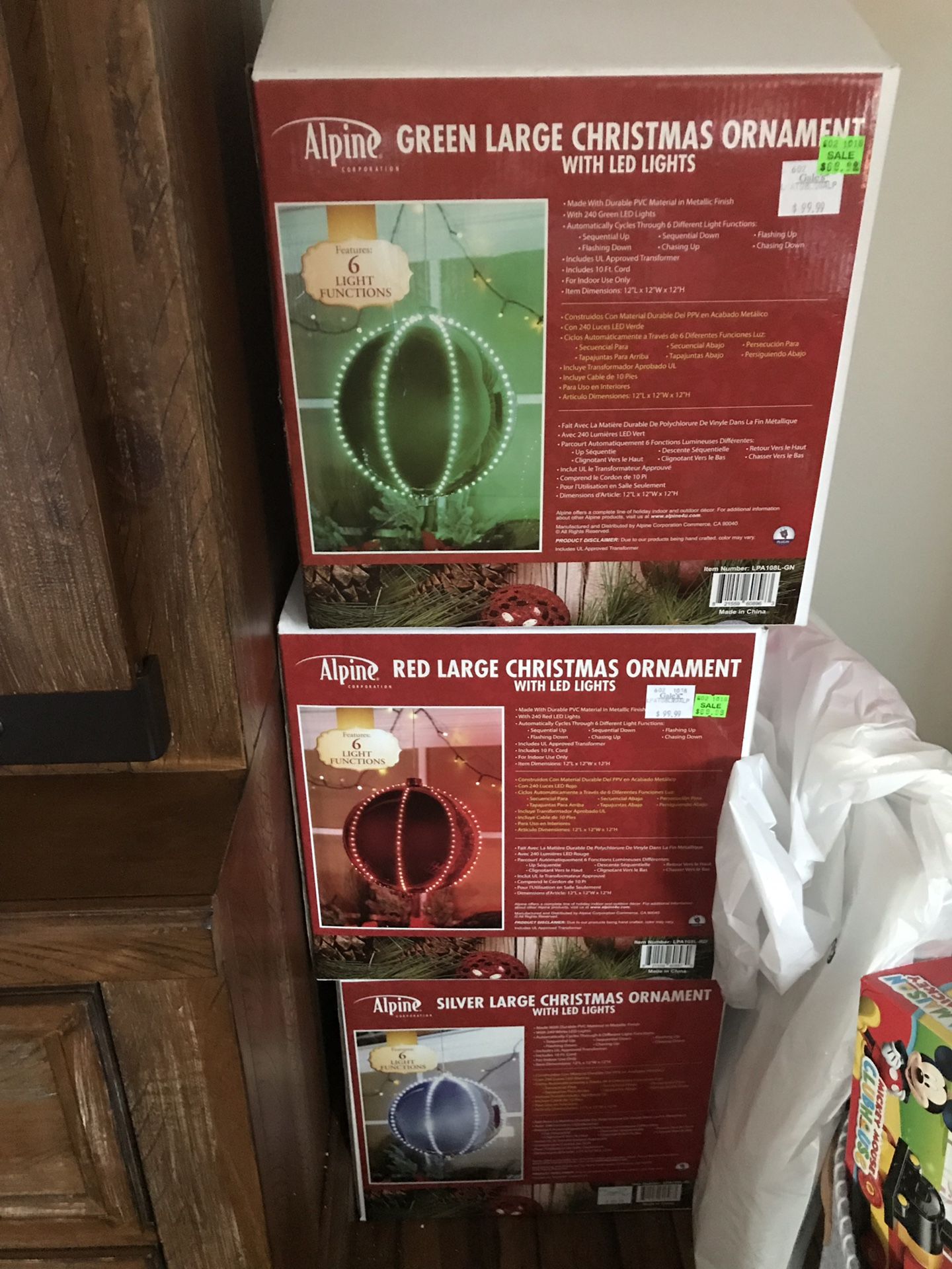 Large colored ornament decorations