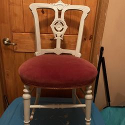 Antique Art Deco  Velvet And Wood Vintage  Chair