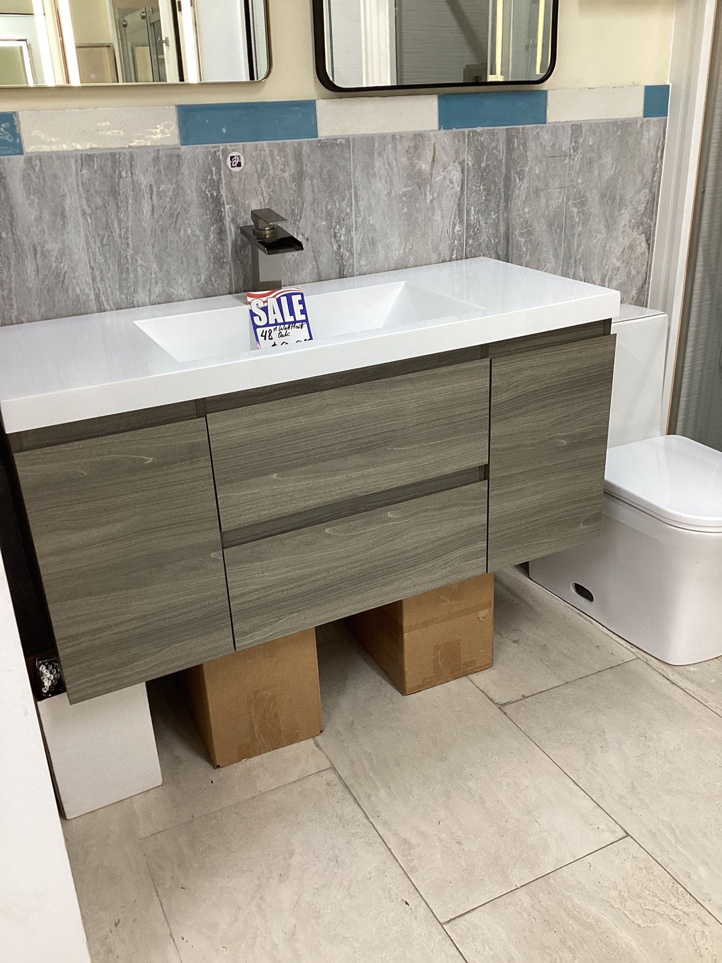 48” Bathroom Vanity Cabinet New Fully Assembled With Top Sink Integrated Ready for Pick Up Today