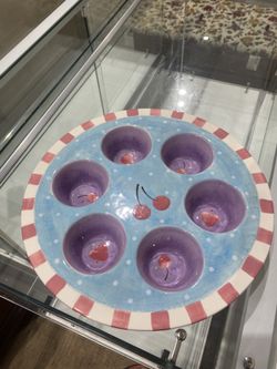 Vintage Cupcake muffin tray baking MacKanzie Childs style cherry motif