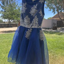 Teenage Girl Small Handmade Royal Blue Dress