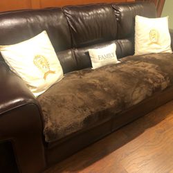 Faux Leather Sofa And Chair Set USED