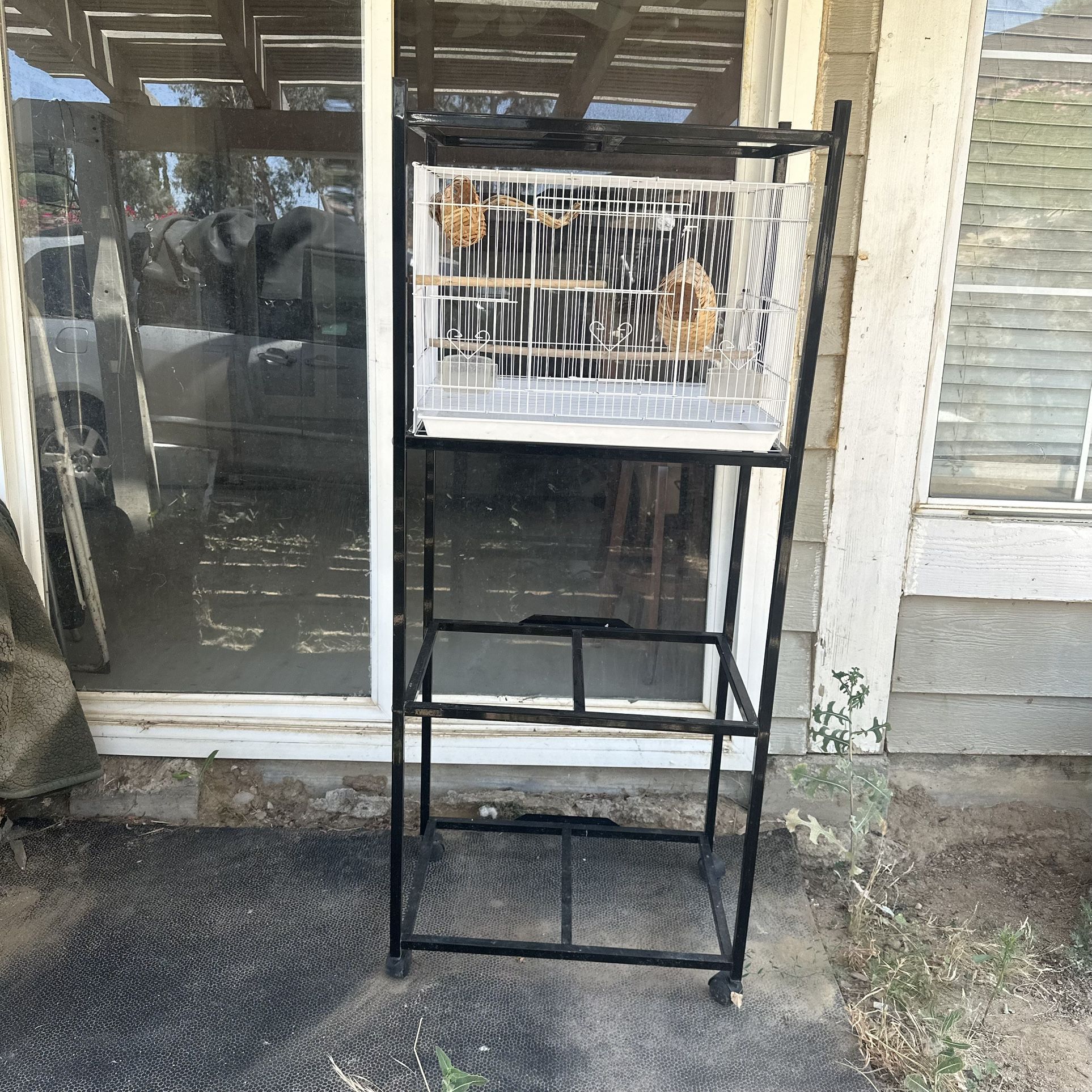 Metal Bird cage stand with cage, & Accessories