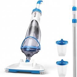 Rechargeable Pool Vacuum Cleaner, 18.5 GPM Handheld Pool Cleaner w/ Telescopic Pole