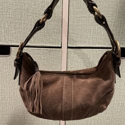 Coach Brown Suede Hobo Tassel