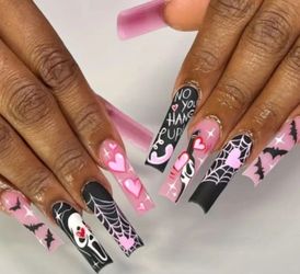 New Pink Scream press on nails