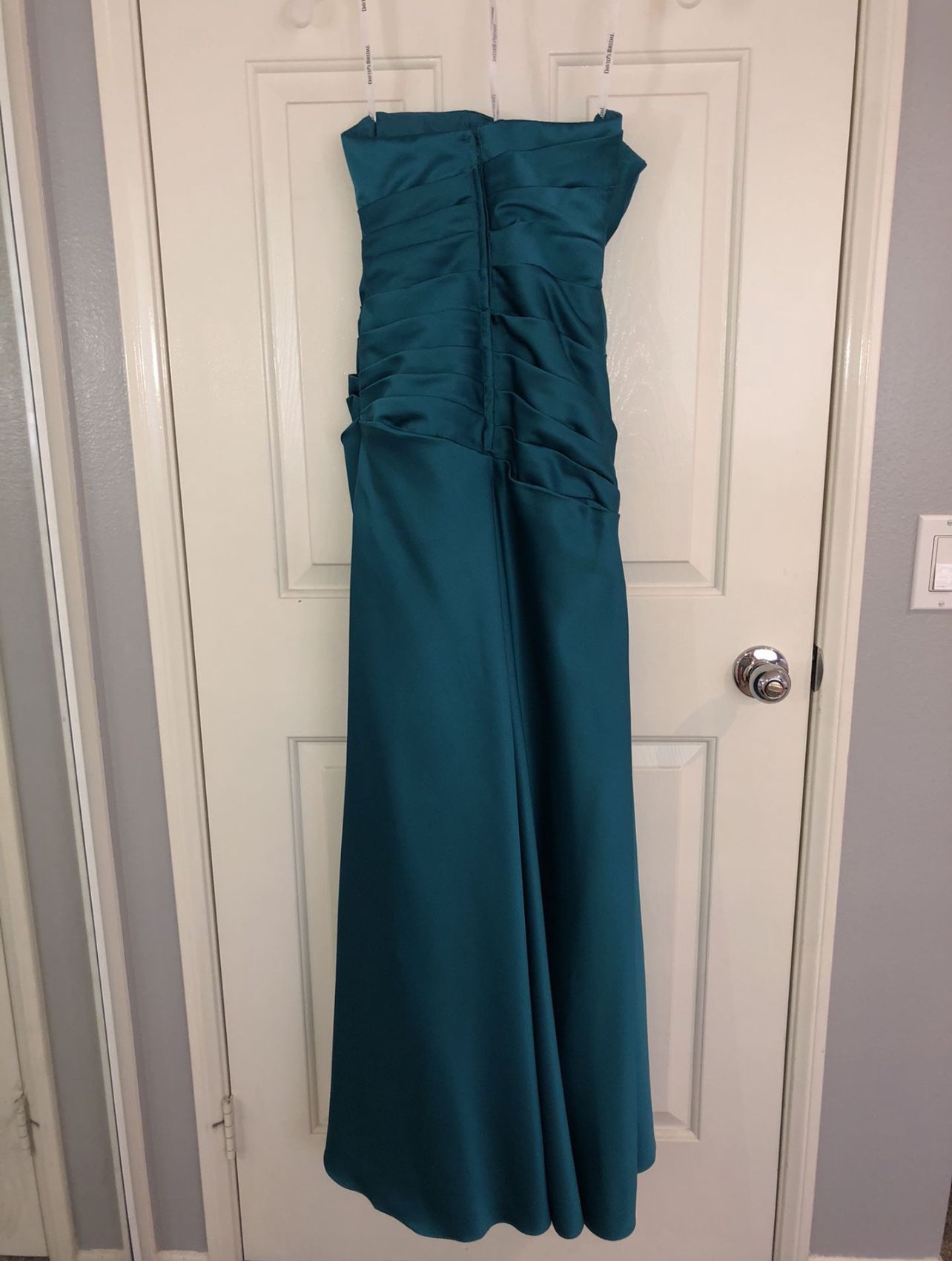 David’s Bridal Bridesmaid Strapless Wedding Dress - Teal Green - Size 2 