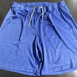 Blue Mesh Shorts Basketball Football Track Running Spring Large Russell