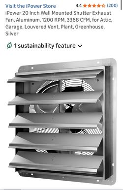 🔥 iPower 20” Wall-Mounted Shutter Exhaust Fan – 3368 CFM – Aluminum – BRAND NEW IN BOX 🔥 💰 $100 or best offer 📦 MSRP: $159–$179  Upgrade your vent