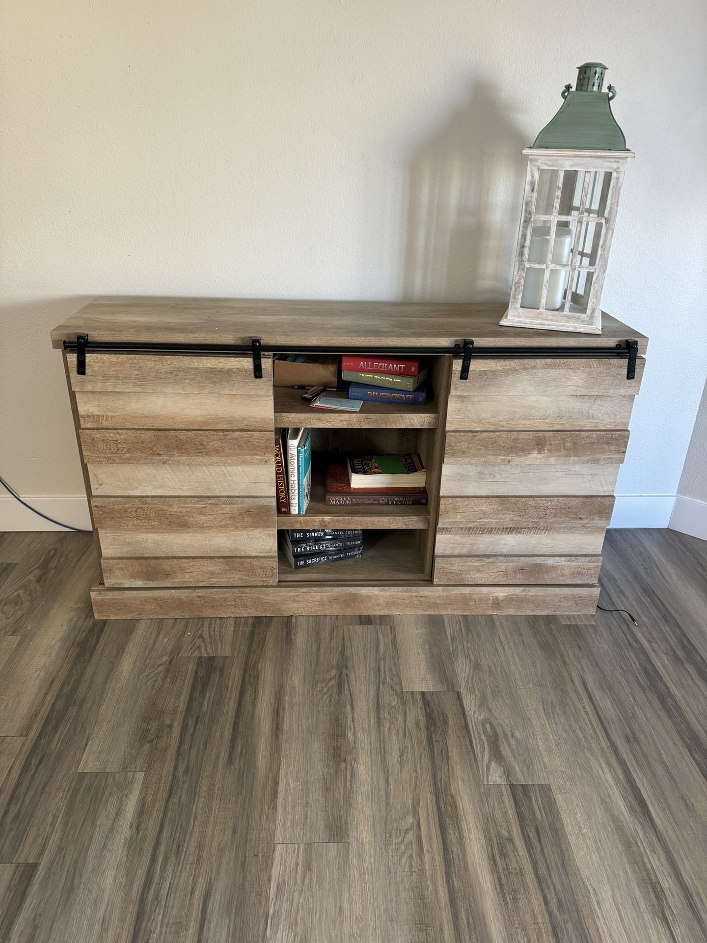 Rustic Sliding Barn Door Console / Bookshelf 