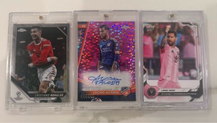 Soccer Card Lot (3) Messi Ronaldo & Lucho Acosta /25 Topps Chrome Inserts