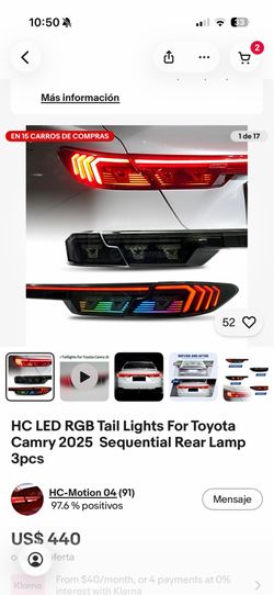 RGB Tail Lights For Toyota Camry 2025/2026