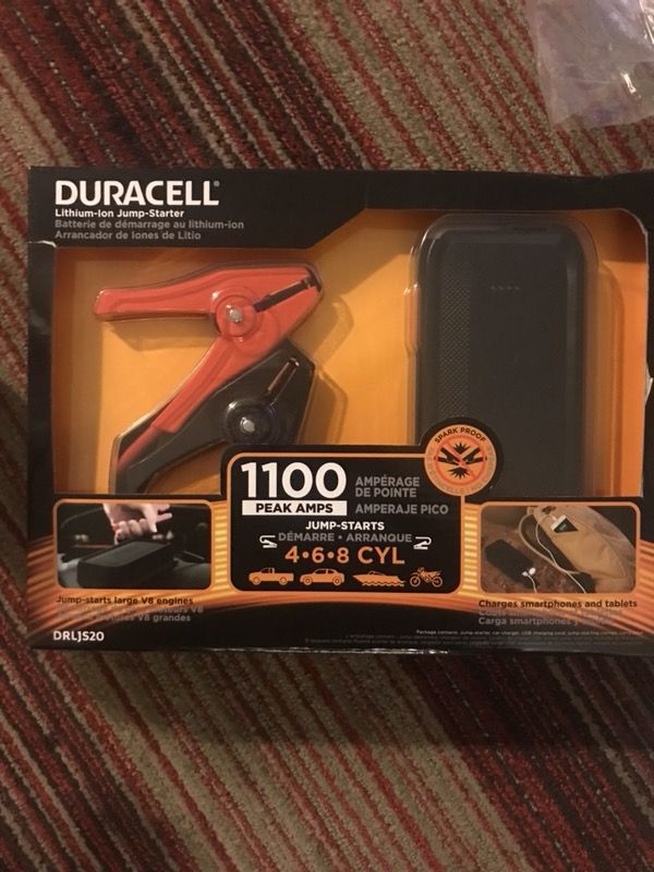 Duracell 1100 peak amps jump starter DRLJS20