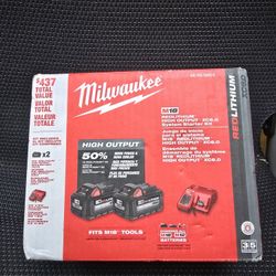 New. Milwaukee M18 18-Volt Lithium-Ion High Output Starter Kit with Two 6.0 Ah Battery and Charger