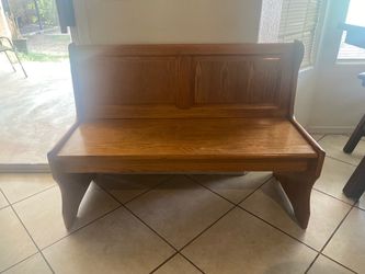 Wooden Bench with storage space 47 inches long 31 Ã nd 1/2 inches tall