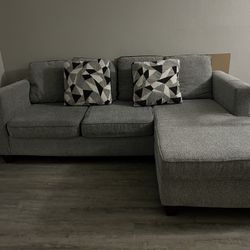 Grey 2-Piece Sofa Chaise With Reversible Ottoman sectional