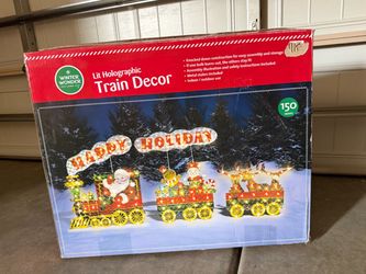 Christmas Decoraction Outdoor Santa Train Snowman with Gingerbread and Reindders Lights (New)