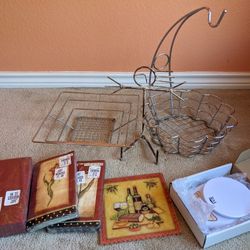 Kitchen. Napkins. Fruit Bowls, Trivet, New Food Scale 