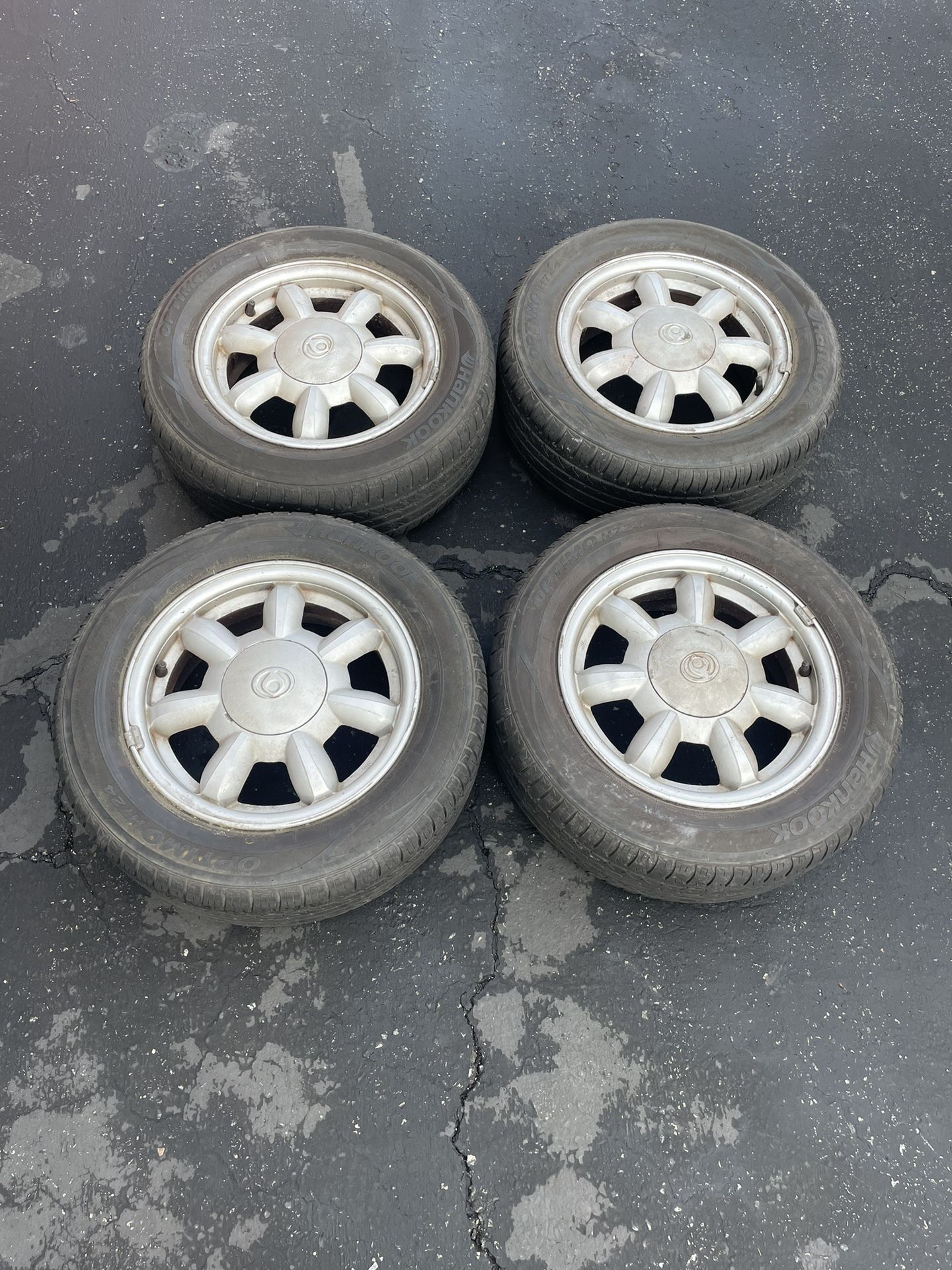 4 - 195/60r14 4x100 Miata Daisy Rims Wheels With Tires 80% Treads!!